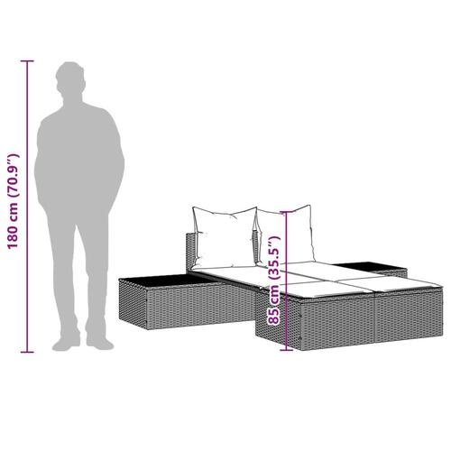 Solseng med hynder polyrattan lysegrå