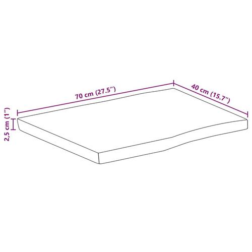 Bordplade 70x40x2,5 cm naturlig kant massivt mangotræ
