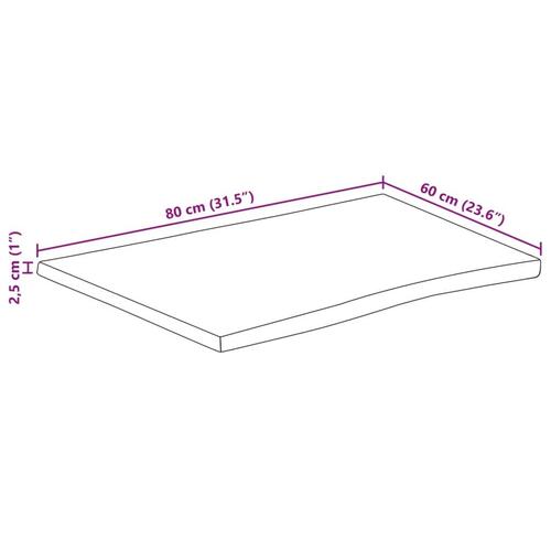 Bordplade 80x60x2,5 cm naturlig kant massivt mangotræ