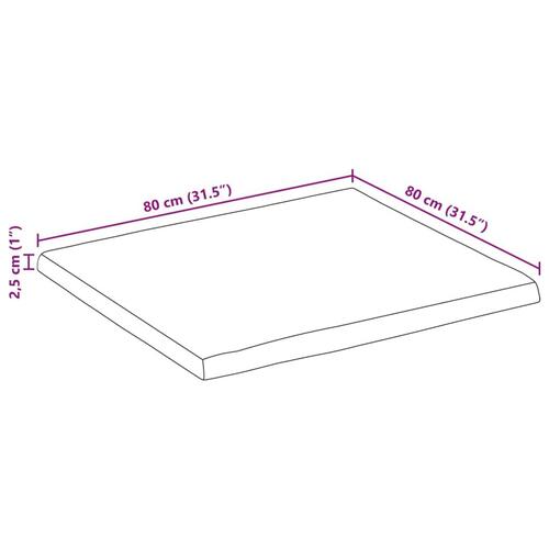 Bordplade 80x80x2,5 cm naturlig kant massivt mangotræ