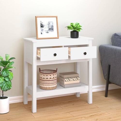 Konsolbord 75x35x75 cm massivt fyrretræ hvid