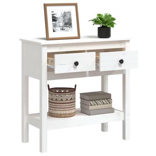 Konsolbord 75x35x75 cm massivt fyrretræ hvid