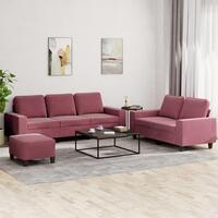3 personers sofa stof vinrød