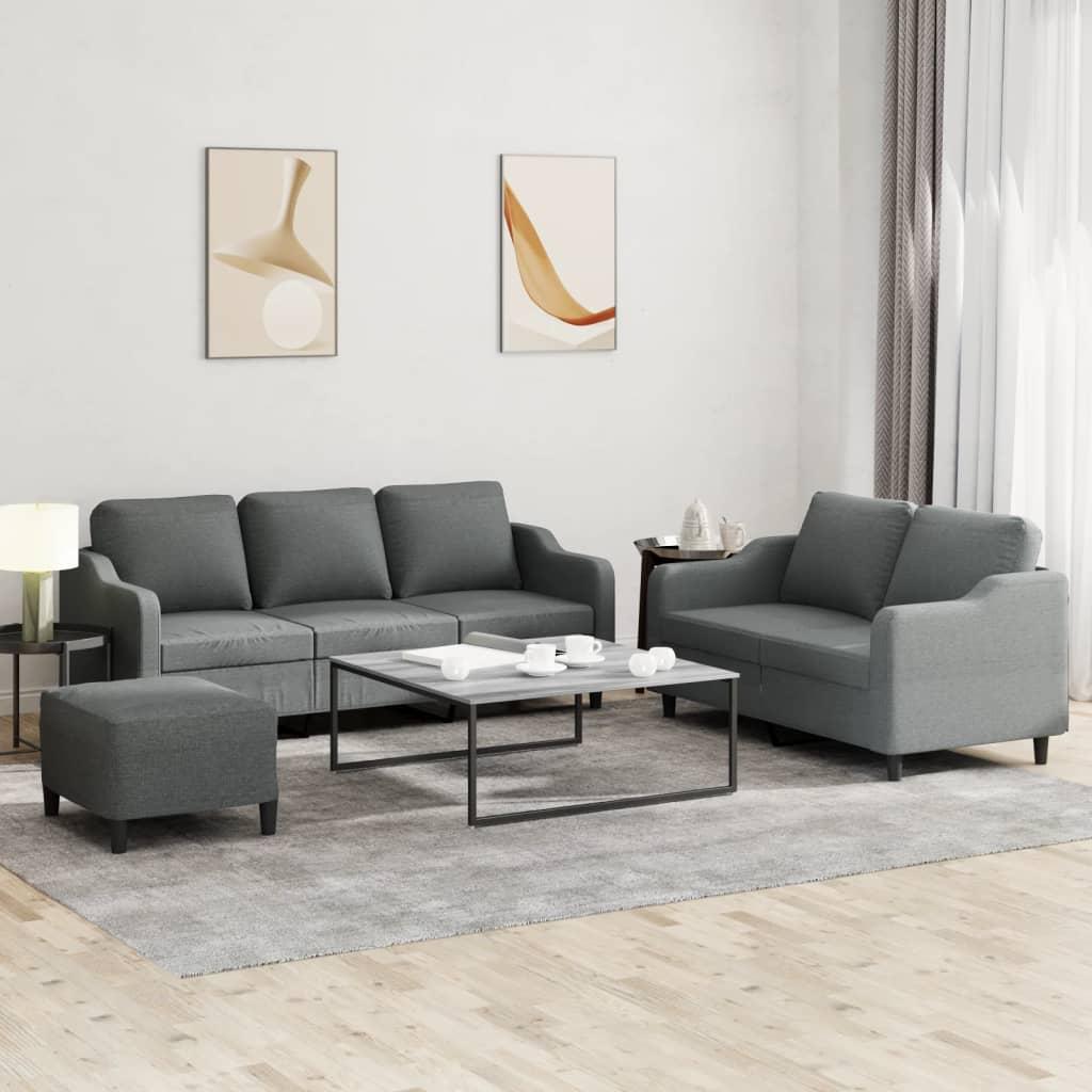 3 personers sofa med hynder stof mørkegrå