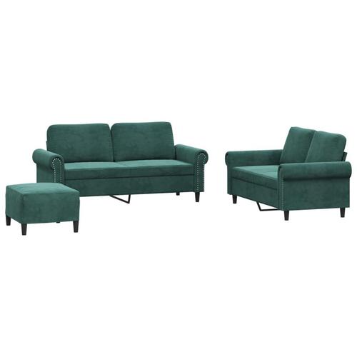 3 personers sofa med hynder velour mørkegrøn