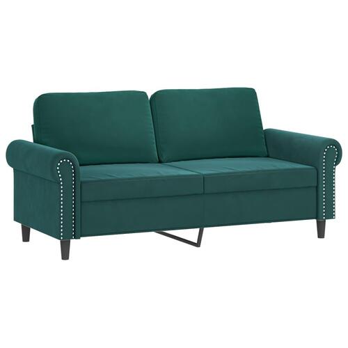 3 personers sofa med hynder velour mørkegrøn