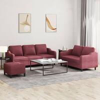 2 personers sofa med hynder stof vinrød