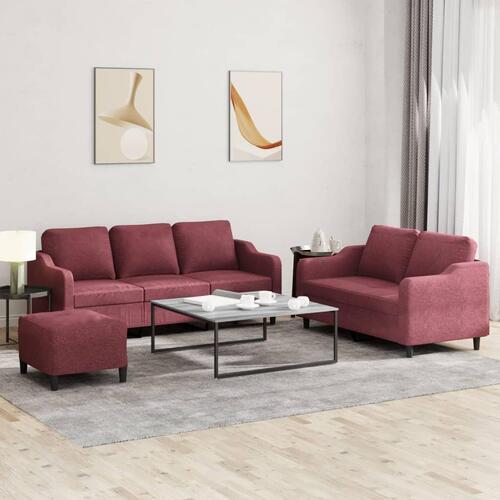 2 personers sofa med hynder stof vinrød