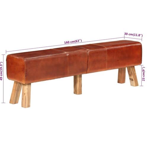 Gymnastikbuk 160 cm ægte skind brun