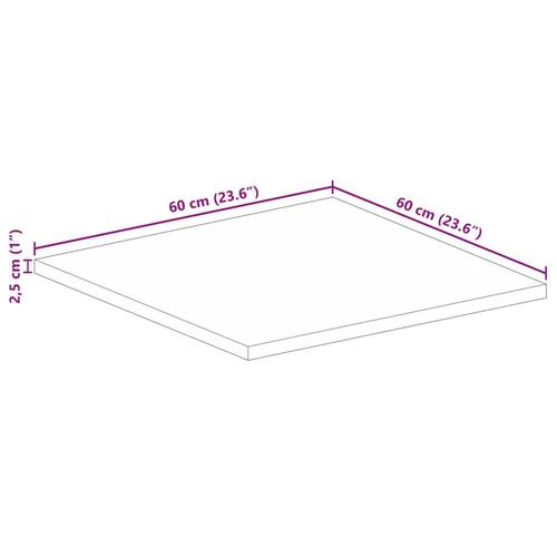 Bordplade 60x60x2,5 cm firkantet massivt genbrugstræ