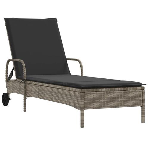 Liggestole 2 stk. med hynder polyrattan lysegrå
