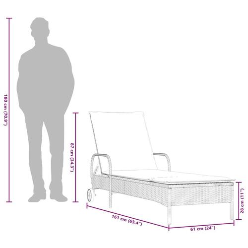 Liggestole 2 stk. med hynder polyrattan lysegrå