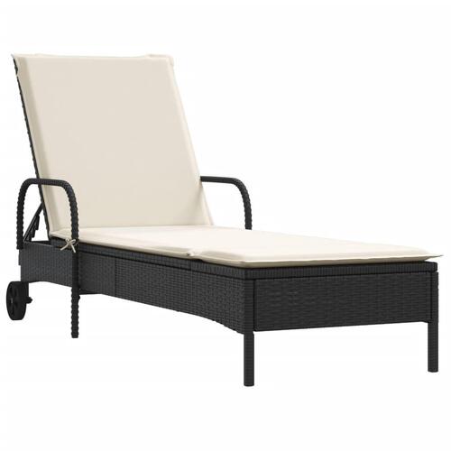 Liggestole 2 stk. med hynder polyrattan sort