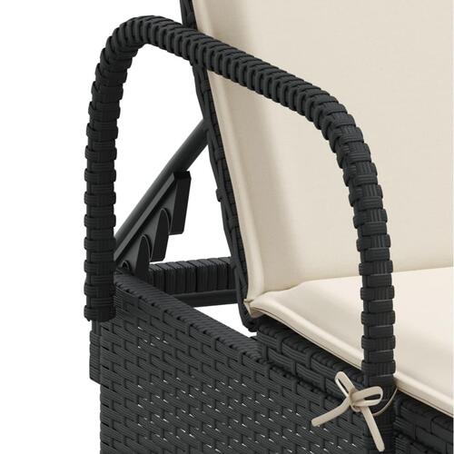 Liggestole 2 stk. med hynder polyrattan sort