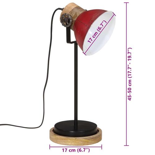 Skrivebordslampe 25 W 17x17x50 cm E27 rustik rød