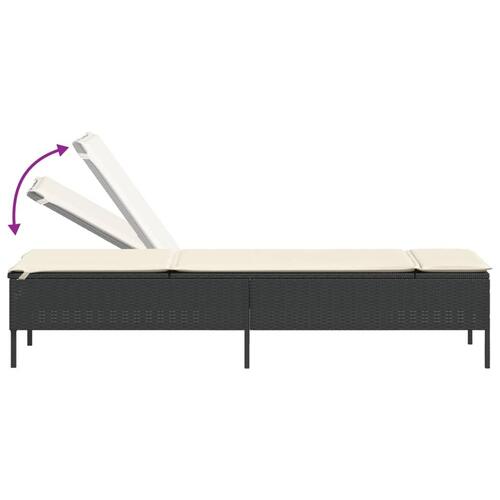 Liggestol med bord og hynde polyrattan sort