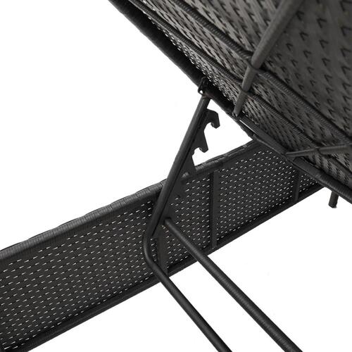 Liggestol med bord og hynde polyrattan sort