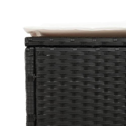 Liggestol med bord og hynde polyrattan sort