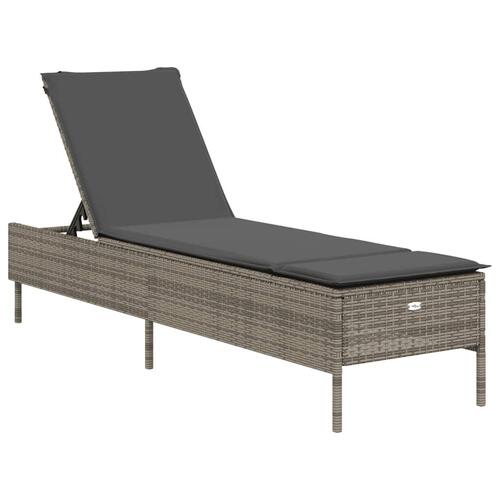 Liggestol med hynde polyrattan grå