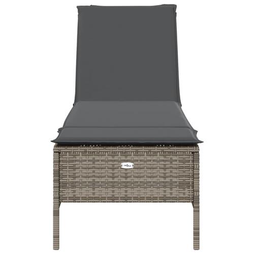 Liggestol med hynde polyrattan grå