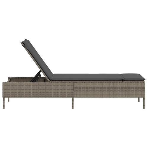 Liggestol med hynde polyrattan grå