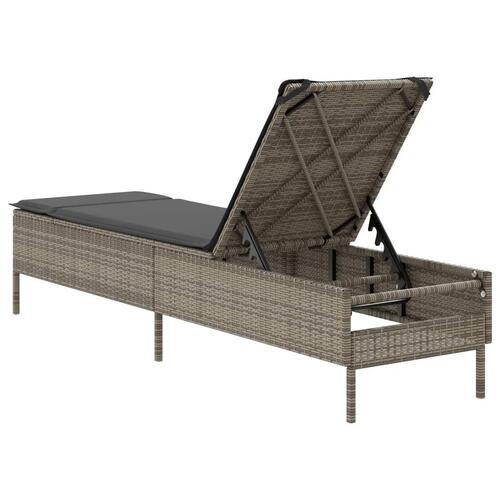 Liggestol med hynde polyrattan grå