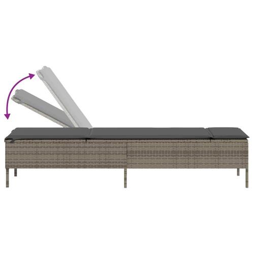 Liggestol med hynde polyrattan grå
