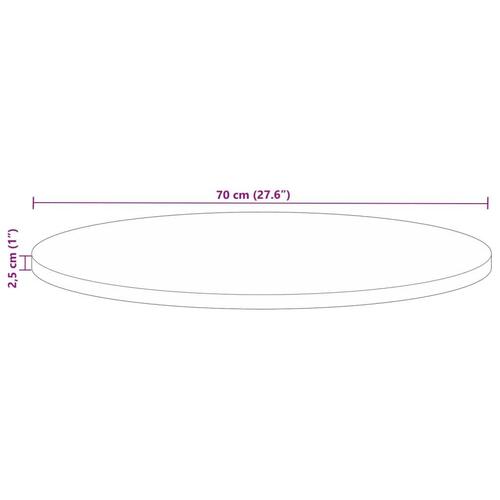 Bordplade Ø70x2,5 cm rund massivt genbrugstræ