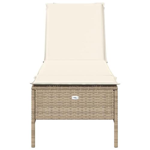 Liggestol med hynde polyrattan beige