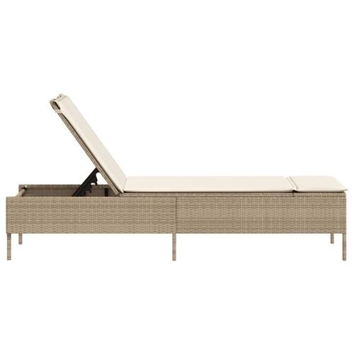 Liggestol med hynde polyrattan beige