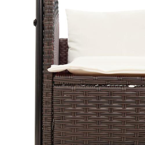 Solseng med tag og gardiner polyrattan brun