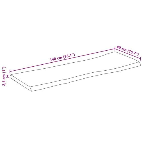 Bordplade 140x40x2,5 cm naturlig kant massivt mangotræ