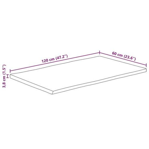 Bordplade 120x60x3,8 cm naturlig kant massivt mangotræ