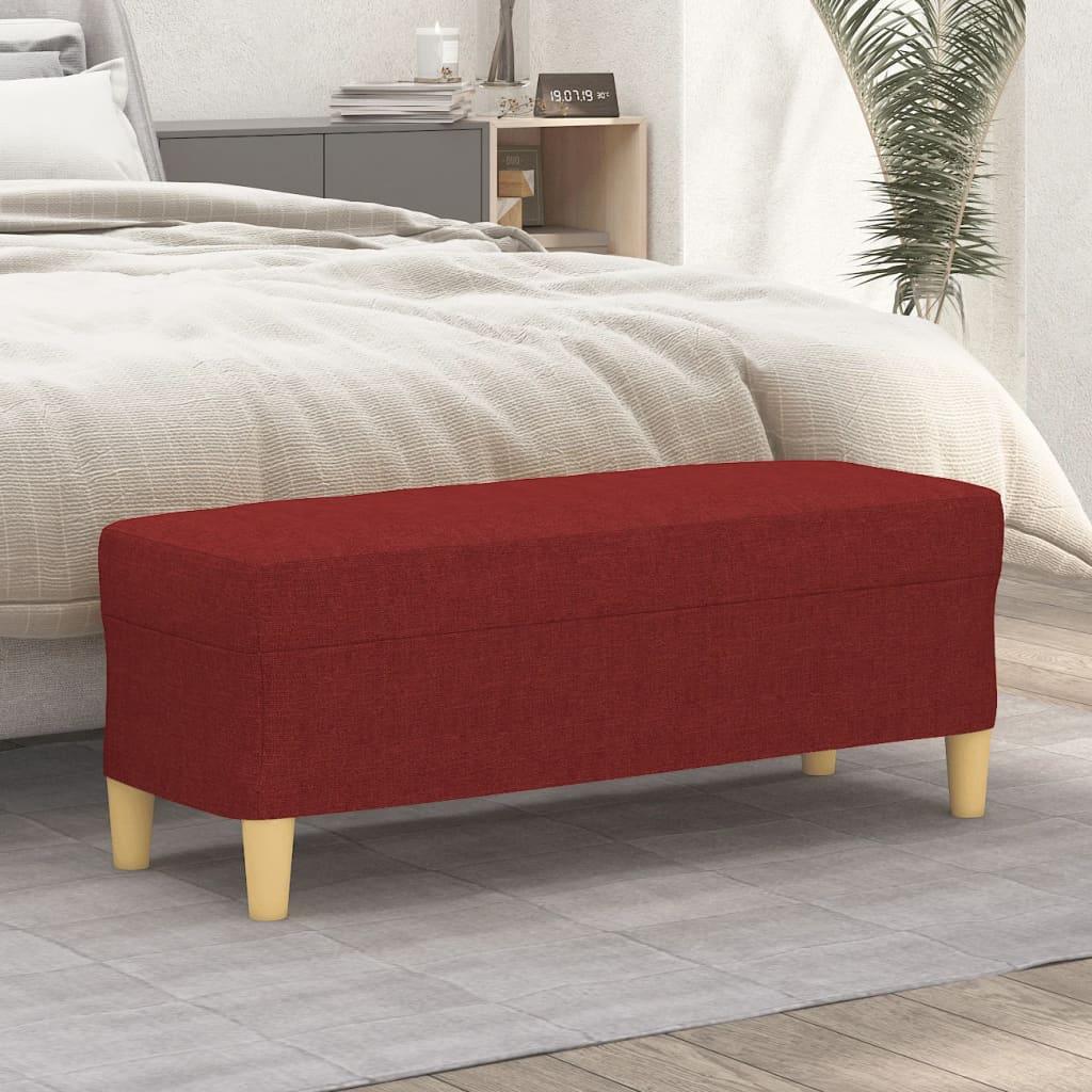 Bænk 100x35x41 cm stof vinrød