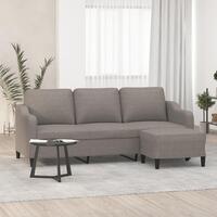 3-personers sofa med fodskammel 180 cm stof Gråbrun