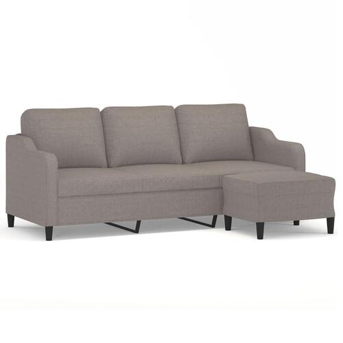 3-personers sofa med fodskammel 180 cm stof Gråbrun