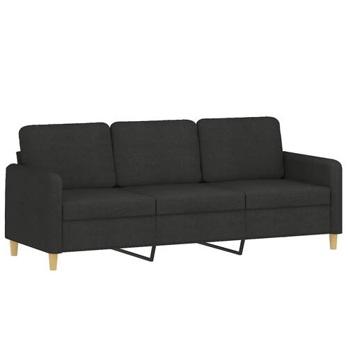 3-personers sofa med fodskammel 180 cm sort