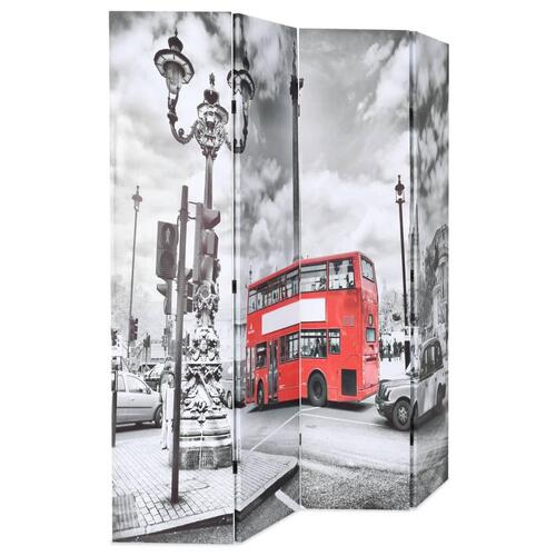 Foldbar rumdeler 160 x 170 cm London bus sort og hvid