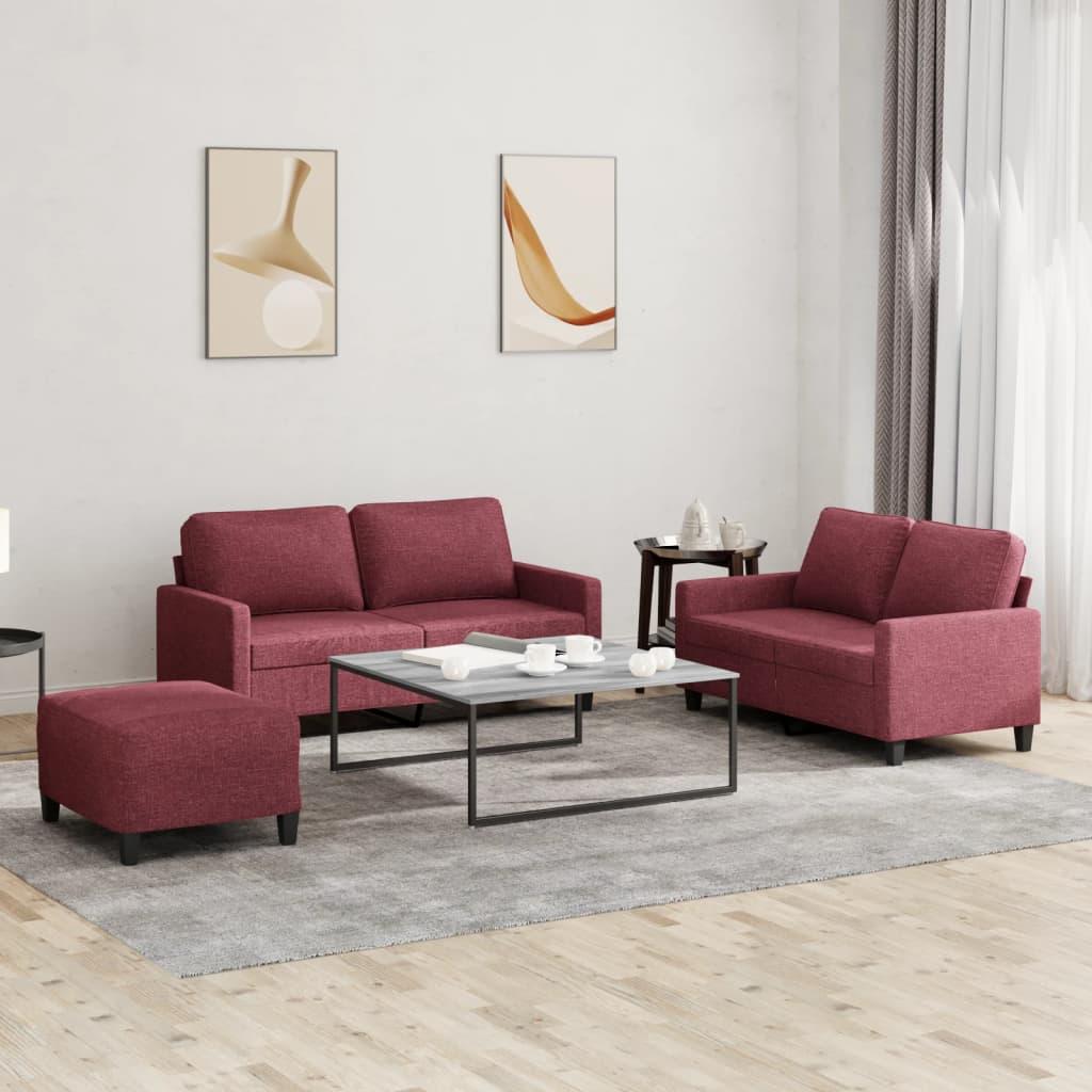 2 personers sofa med hynder stof vinrød