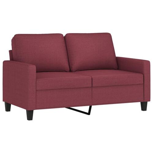 2 personers sofa med hynder stof vinrød