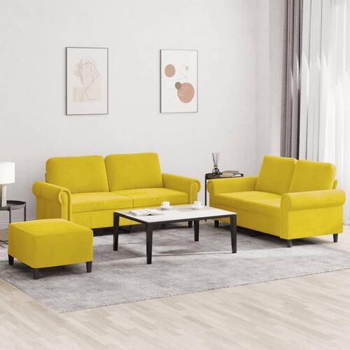 3 personers sofa med hynder velour gul