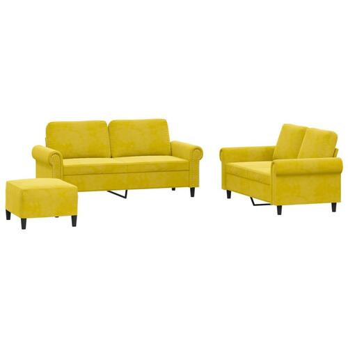 3 personers sofa med hynder velour gul