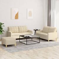 3 personers sofa med hynder stof cremefarvet