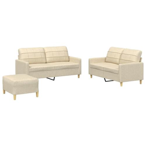 3 personers sofa med hynder stof cremefarvet