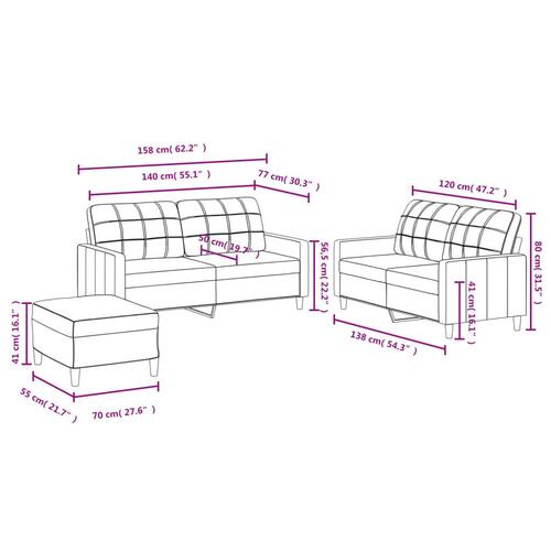 3 personers sofa med hynder stof cremefarvet