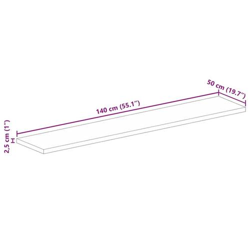 Bordplade 140x50x2,5 cm rektangulær massivt genbrugstræ