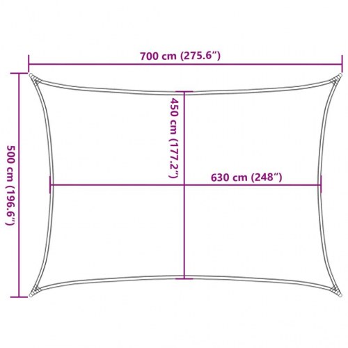 Solsejl 5×7 m - rektangulær HDPE, sandfarvet