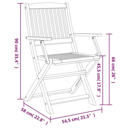 Foldbare havestole 6 stk. 54,5x58x90 cm massivt akacietræ