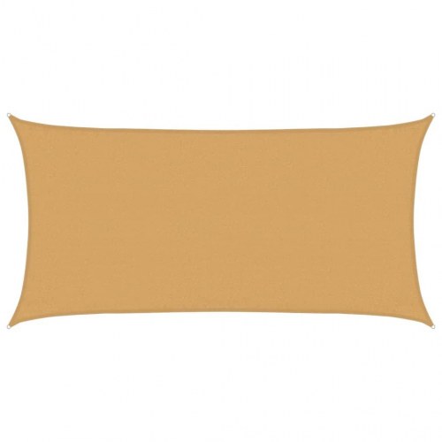 Solsejl 3×6 m rektangulær - sandfarvet HDPE 160 g/m²