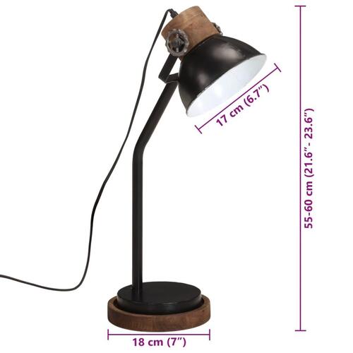 Skrivebordslampe 25 W 18x18x60 cm E27 sort